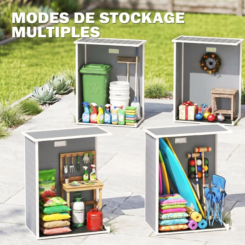 Outsunny Abri de jardin 1,14 m² pour outils - porte verrouillable, aération et fenêtre - dim. 151L x 92l x 193H cm  - plastique, gris