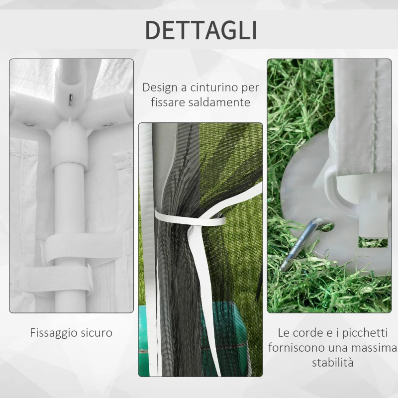 Outsunny Gazebo da Giardino 4x3 m con Zanzariera e 2 Ingressi, in Metallo e PE, Bianco e Nero