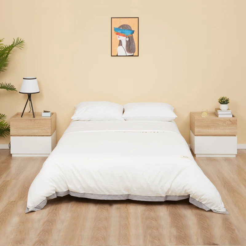 HOMCOM Noptiera 2 Sertare din Lemn, Design Moder si Stivuibil, 50x40x47,5cm