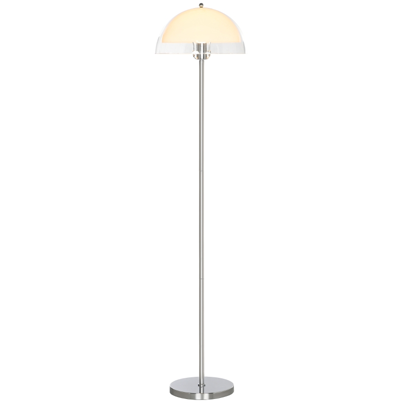 HOMCOM Lampă de Podea Modernă cu Abajur Dublu Stratificat, din Metal și Acril, Ø35x150 cm, Albă