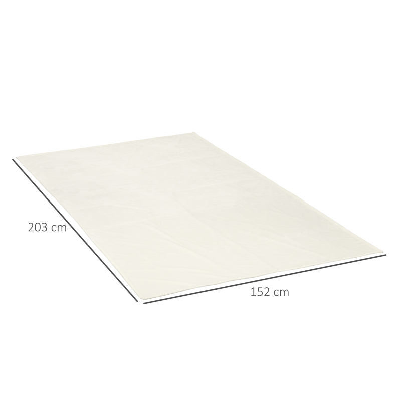 HOMCOM Coperta in Flanella 330 GSM Reversibile per uso Interno ed Esterno, 203x152x0.5 cm, Bianco Crema