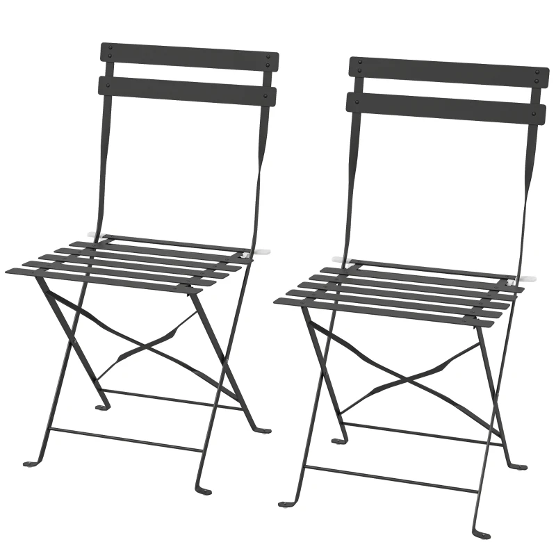Outsunny Set di 2 Sedie da Giardino Pieghevoli con Seduta a Doghe