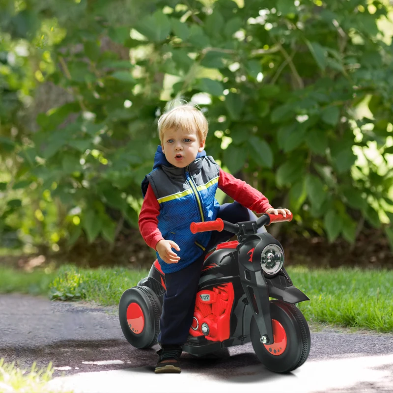 AIYAPLAY Moto Eléctrica para Niños de +2 Años con Función de Soplar Burbujas Faros Música Velocidad 3 km/h Carga 30 kg Rojo