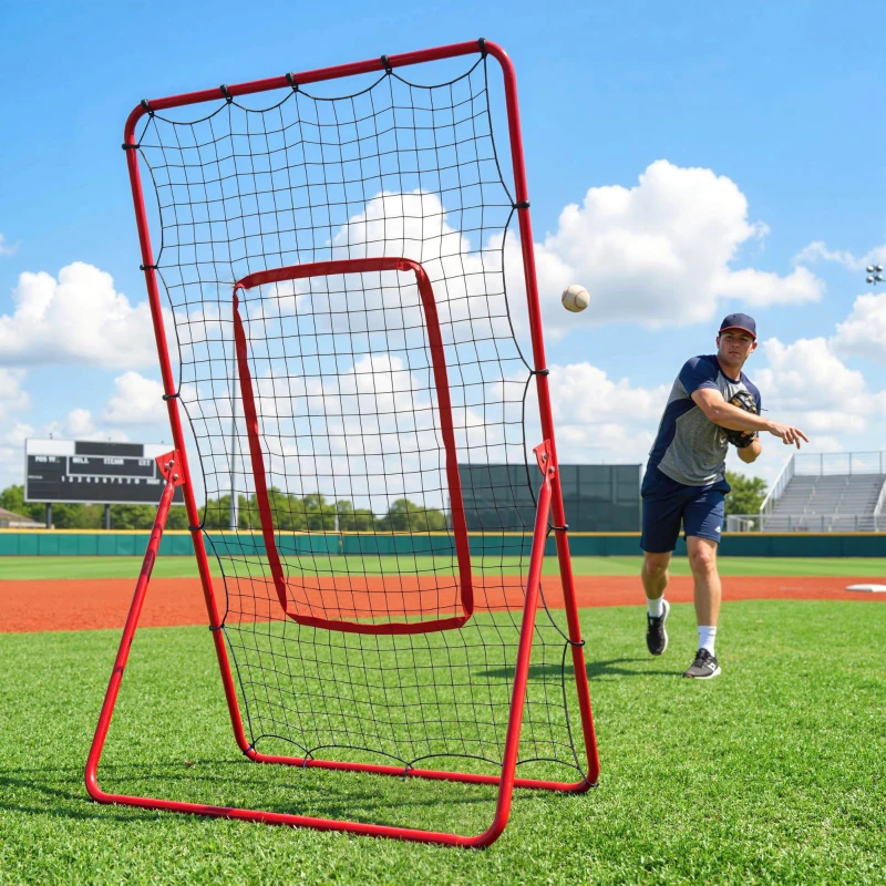 SPORTNOW rete da rimbalzo portatile per baseball con 4 angolazioni regolabili.