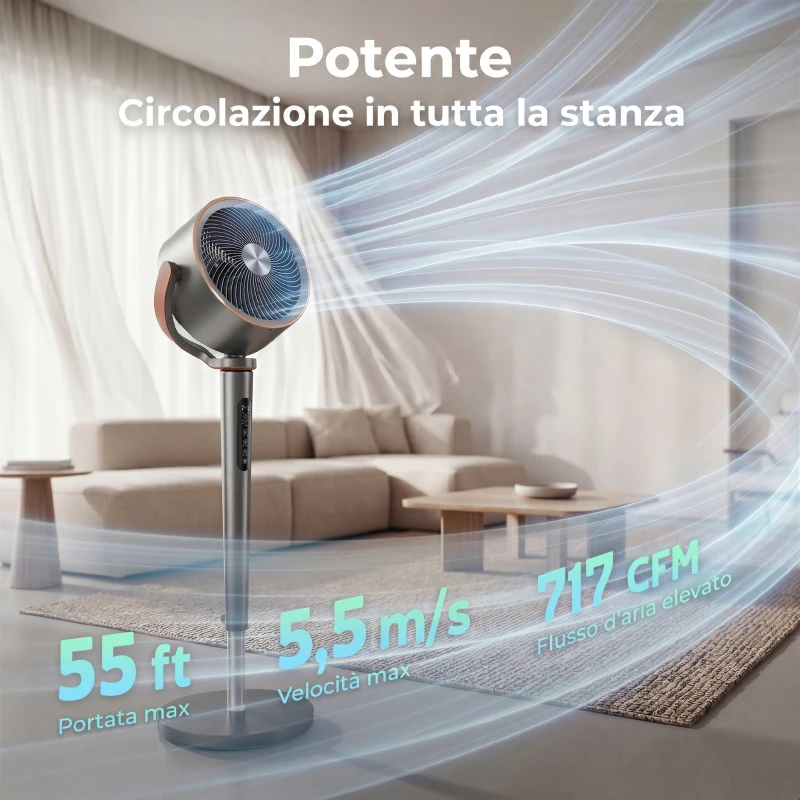 HOMCOM Ventilatore a Piantana a 12 Velocità con Telecomando, Timer 12h e Altezza Regolabile, 35.5x32.5x116.5 cm, Grigio