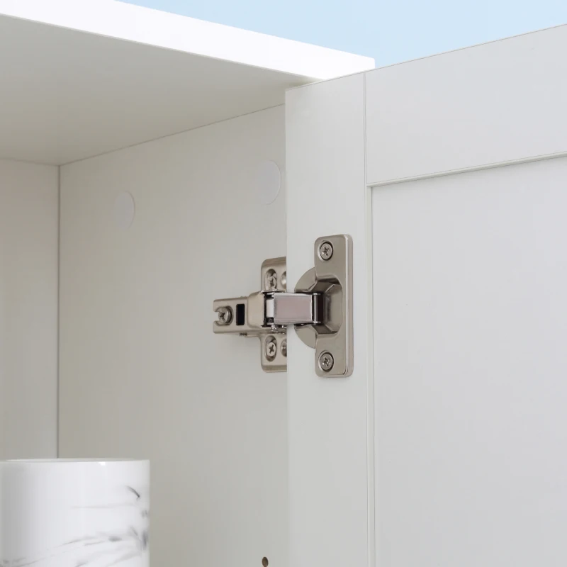 kleankin Colonna Bagno Salvaspazio in Legno con Specchio e Apertura a Pressione, 30x28x170cm, Bianco