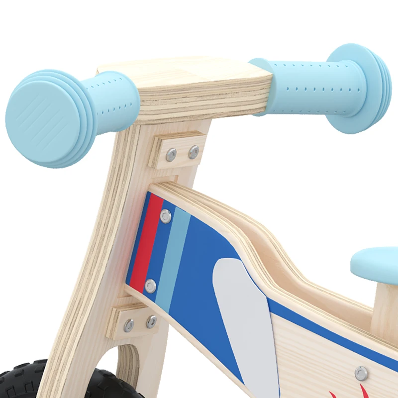 AIYAPLAY Draisienne Enfants Vélo Bébé sans Pédales avec Selle Réglable en PU, pour 3-5 Ans Jusqu'à 50 kg, Bois Naturel