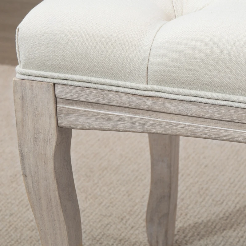 HOMCOM Panca Fondoletto Vintage con Seduta Imbottita in Tessuto e Gambe in Legno, 110x40x48cm, Beige
