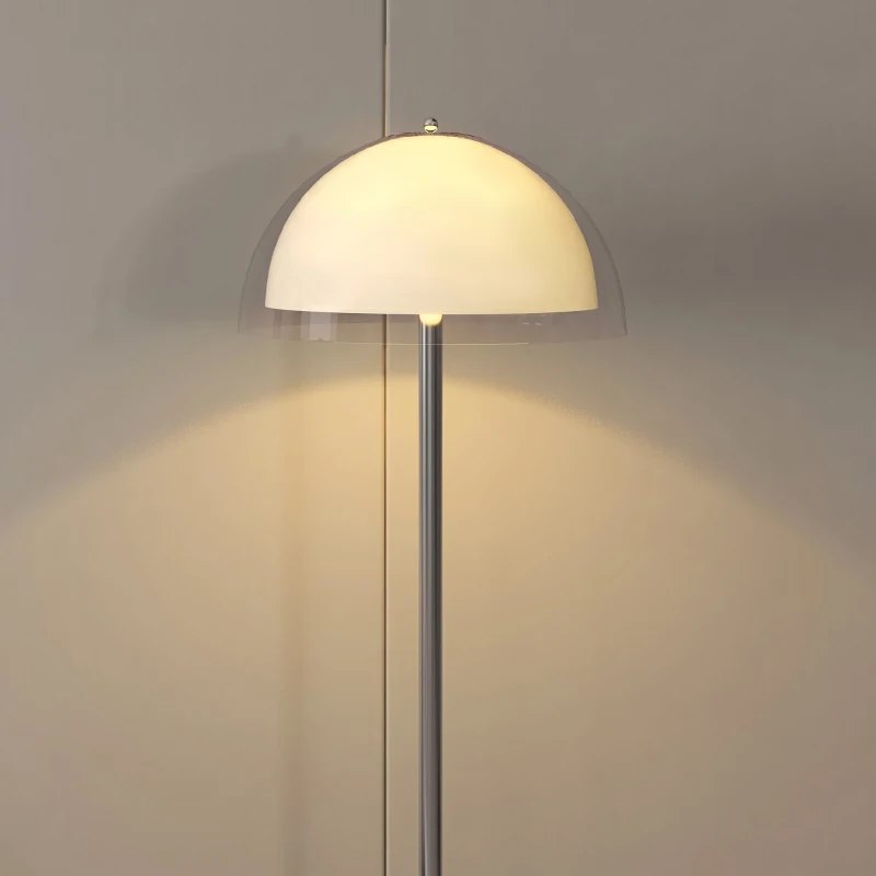 HOMCOM Lampă de Podea Modernă cu Abajur Dublu Stratificat, din Metal și Acril, Ø35x150 cm, Albă
