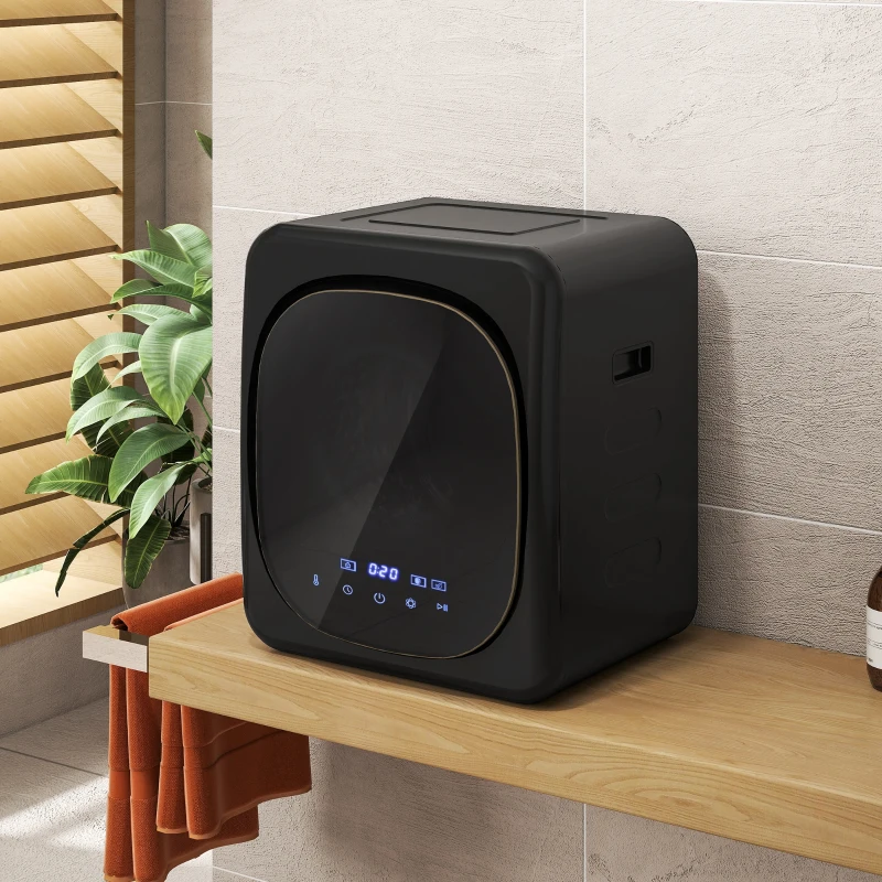 HOMCOM Asciugatrice ad Aria Carico 2.5kg con Timer e Programma Smart, in Acciaio Inox e ABS, 48x40x56 cm, Nero