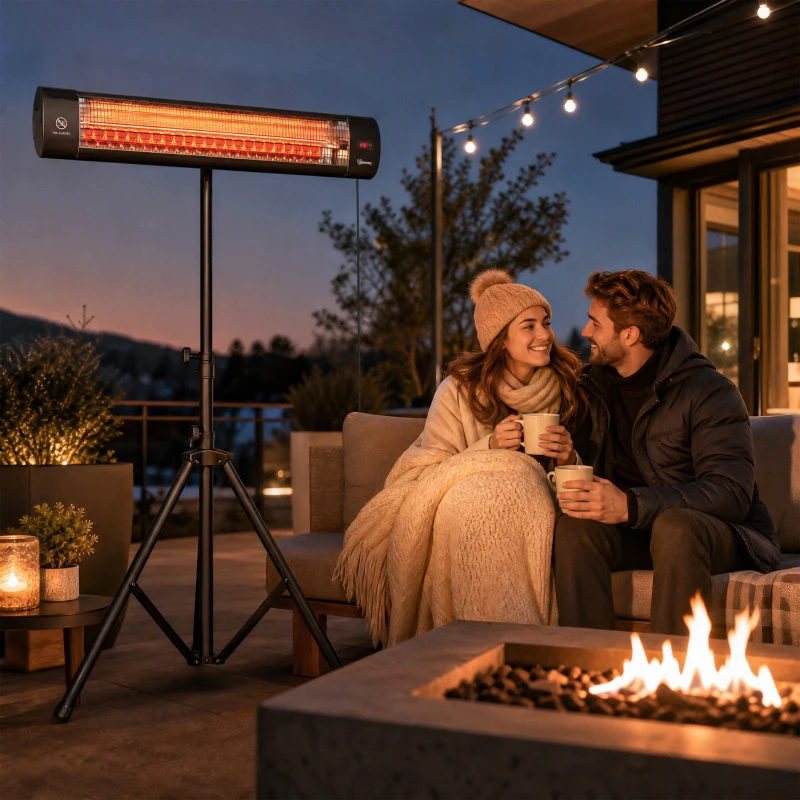 Outsunny 2500 W Electric Infrared Patio Heater, IP65 Outdoor Garden Heater with Tripod, 3 Heat Settings, 24H Timer, Black
