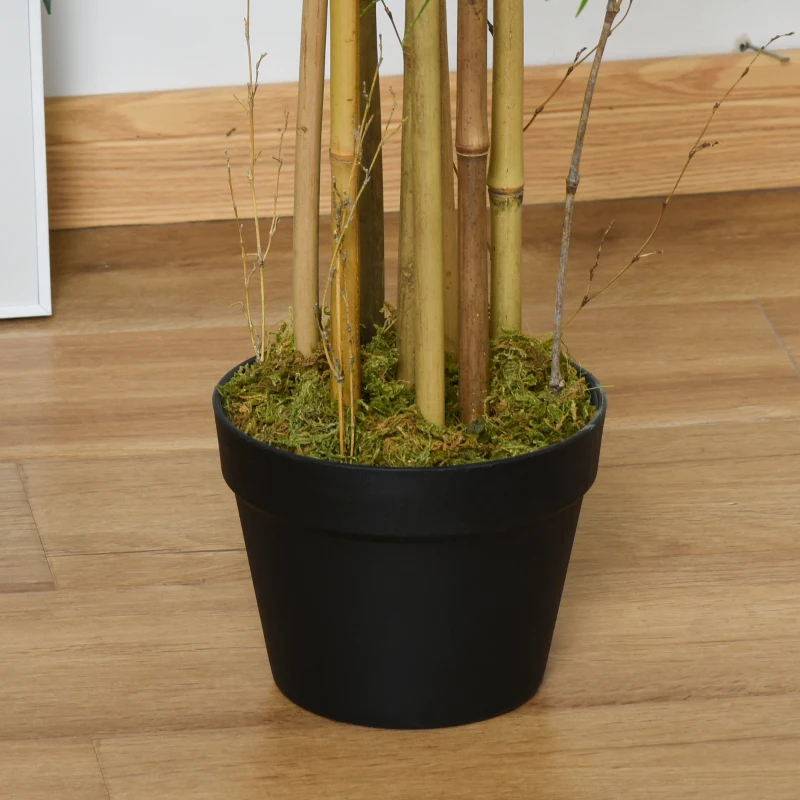 Outsunny Pack de 2 Bambú Artificiales 150 cm con 1095 Hojas Maceta Decoración para Interior Hogar Verde