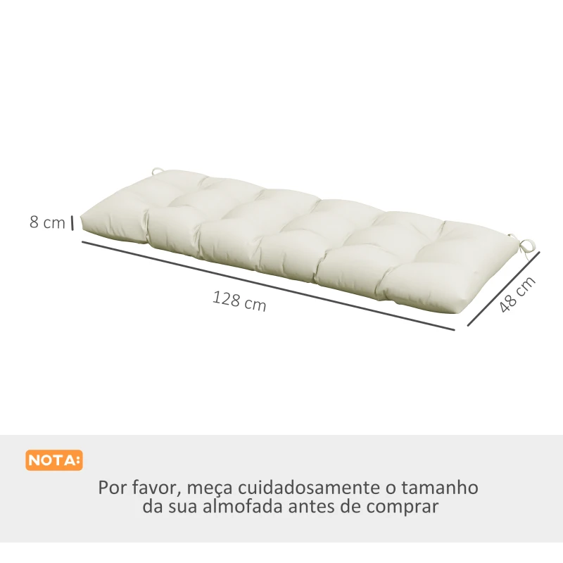 Outsunny Almofada para Banco 128x48x8 cm Almofada para Banco de Jardim Impermeável e Proteção UV 50+ para Jardim Terraço Creme