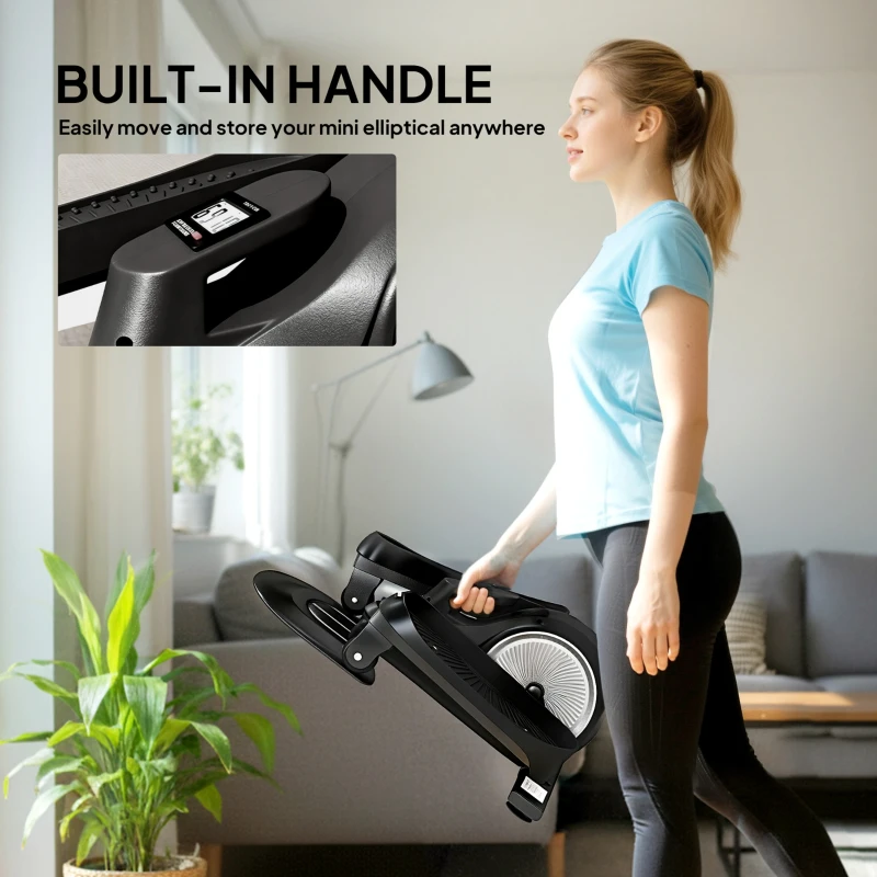 SPORTNOW Under Desk Elliptical Machine with LCD Monitor, 8 Adjustable Magnetic Resistances for 2-in-1 Seat & Stand Up Exercise