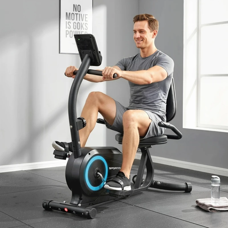 SPORTNOW Recumbent Exercise Bike for Home, Stationary Bike with Bluetooth, App Connectivity, Quiet 8-Level Magnetic Resistance