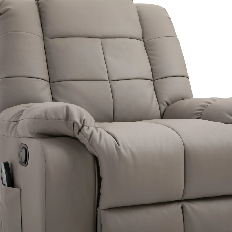 HOMCOM Poltrona Relax con 8 Punti Massaggio e Reclinazione a 165° in Finta Pelle, Grigio