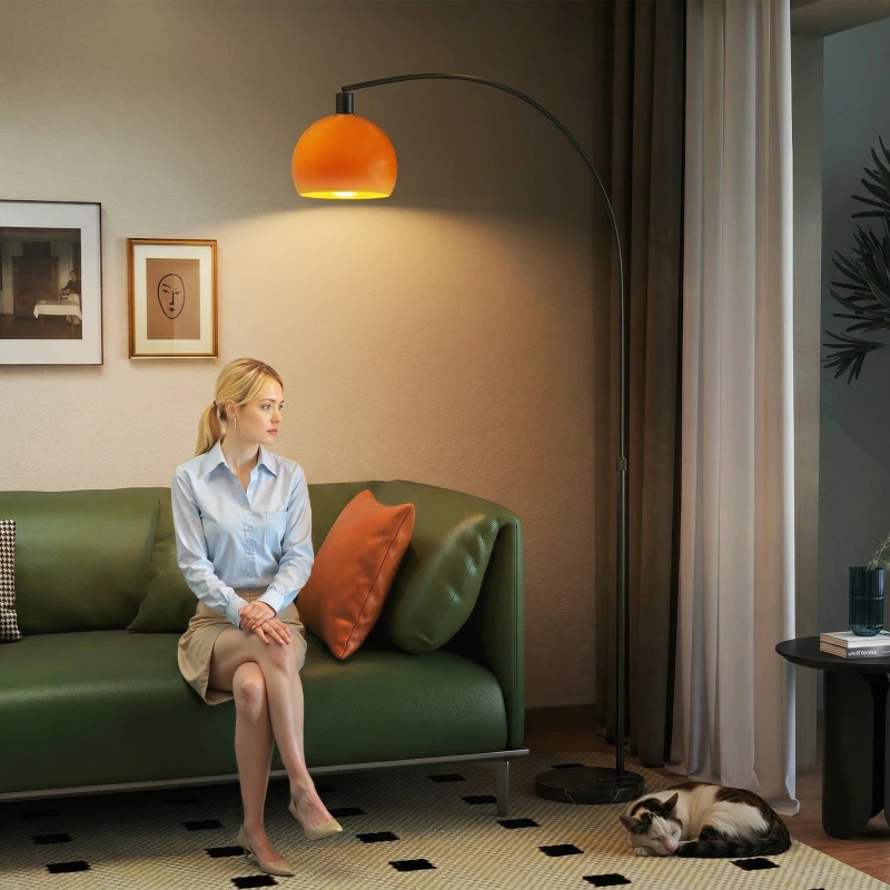 HOMCOM Floor Lamp for Living Room, Modern Standing Lamp with Shade & Foot Switch for Bedroom, Office, Black