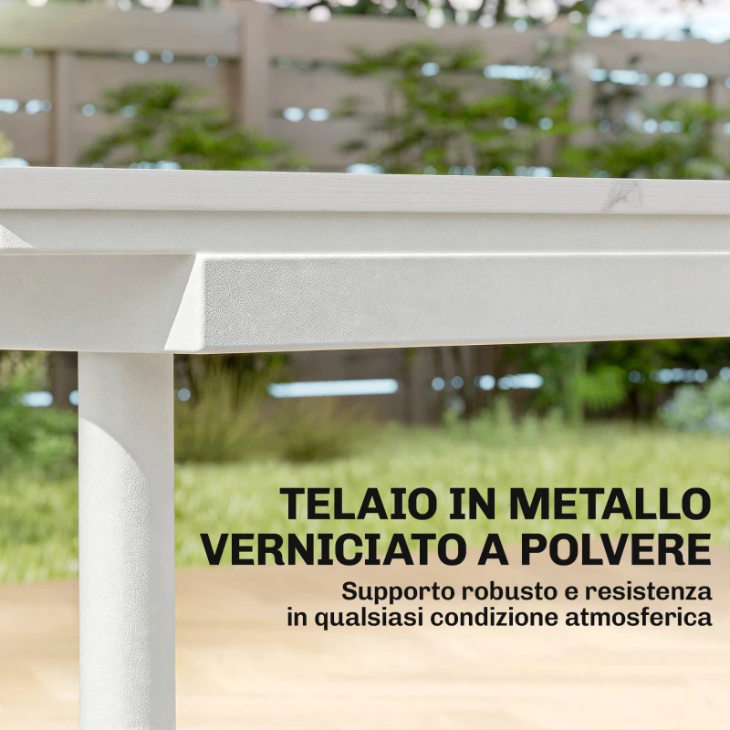 Outsunny Tavolo da Giardino per 6 Persone, Rettangolare 140x80 cm con Piano in WPC