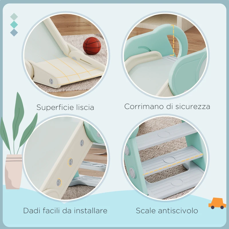 AIYAPLAY Scivolo per Bambini Pieghevole in Plastica Età 18 Mesi-3 Anni, 102x53x53cm, Verde