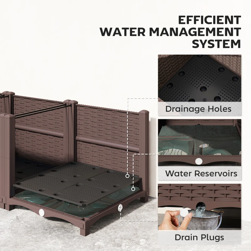 Outsunny Plastic Raised Garden Bed with Legs, Self Watering Elevated Planter Boxes with Drainage Holes and Plugs