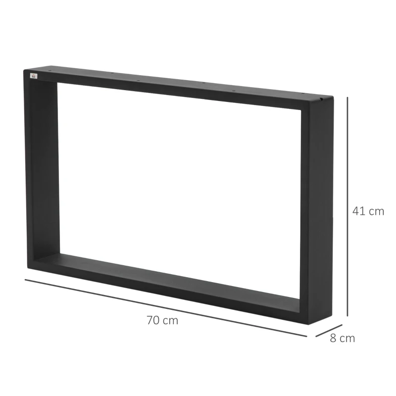 HOMCOM Set 2 Picioare de Masă Dreptunghiulare din Oțel, 60x8x72 cm, Negru