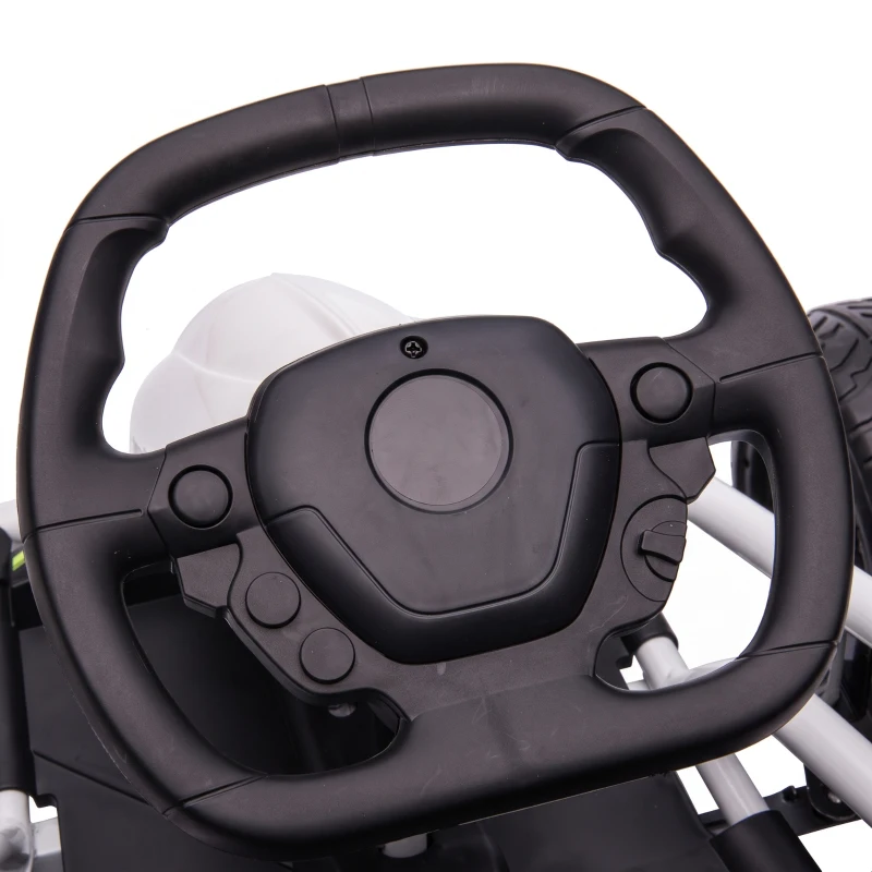 HOMCOM 24 V Elektrische Go-Kart voor Kinderen Tot 13 km/h Gokart met Driftfunctie, Drift-Kart met 2 motoren voor 8–12 jaar Wit