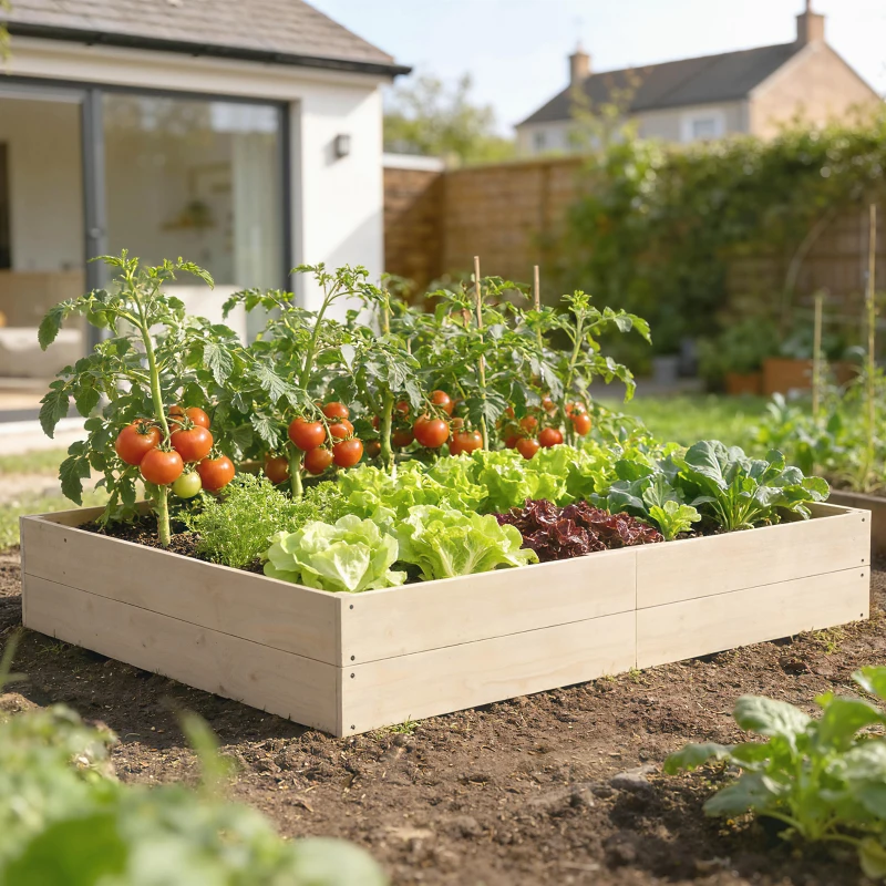 Outsunny Wooden Raised Bed for Garden, 620L Extra Large Raised Garden Bed with Open Bottom, Outdoor Elevated Planter Box