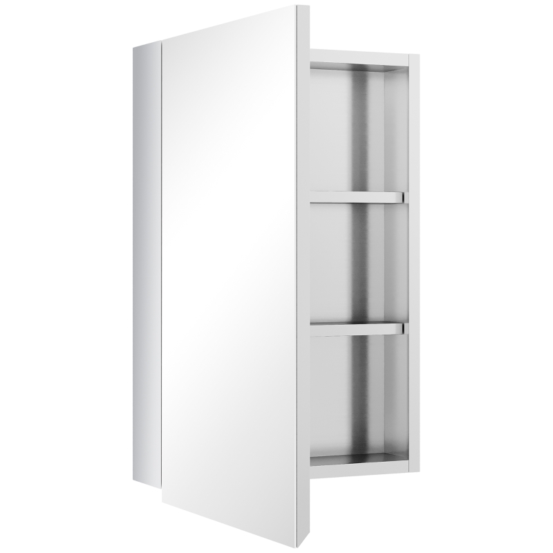 kleankin Armoire miroir de salle de bain en acier inoxydable armoire murale de toilette 39 x 12 x 60 cm