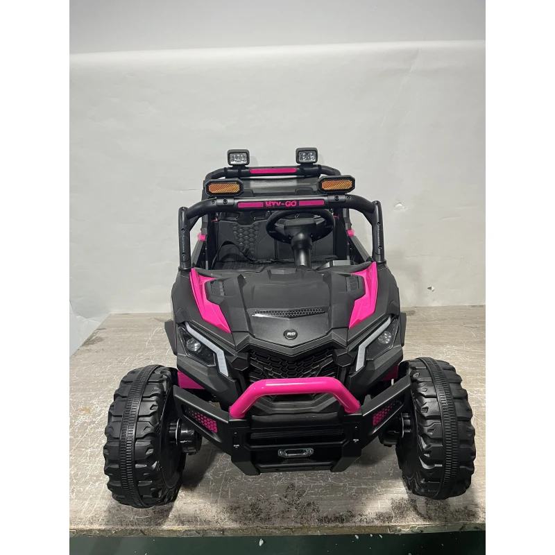 AIYAPLAY Voiture Electrique Enfants UTV 24V 2 Places, 2 Moteurs 120W, Batterie Lithium, 4-6km/h, Télécommande, 3-8 Ans, Rose