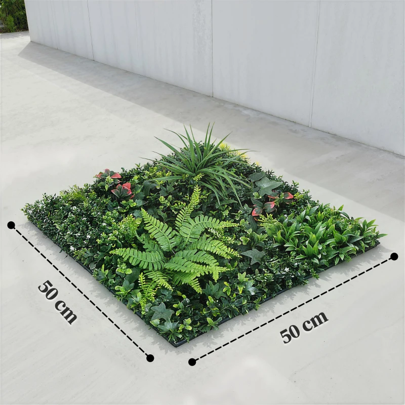 Outsunny Set de 6 Setos Artificiales Ocultación Jardín 50x50 cm Tipo Milán Fácil Montaje Anti-UV para Terraza Balcón Verde