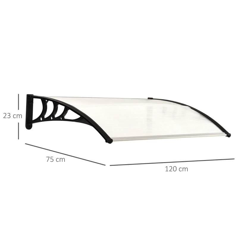 Outsunny Pensilina da Esterno 75x120 cm in Policarbonato Impermeabile e Anti-UV per Porta o Finestra