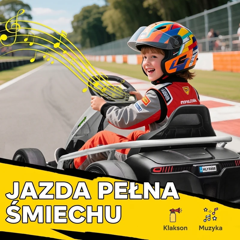 HOMCOM 24 V elektryczny gokart dla dzieci do 13 km/h z funkcją driftu, drift-kart z 2 silnikami dla 8-12 lat, biały