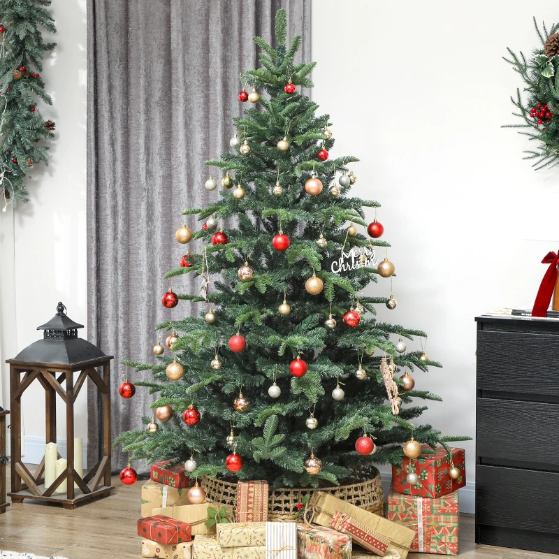 HOMCOM 6ft Artificial Christmas Tree with Realistic Branches, Easy Assembly - Green