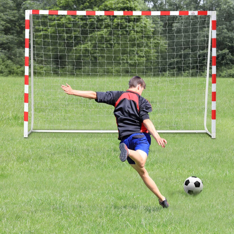 HOMCOM Rete da Calcio, Porta da Calcio e Calcetto in Plastica PE per Adulti e Bambini, 302x83x201cm