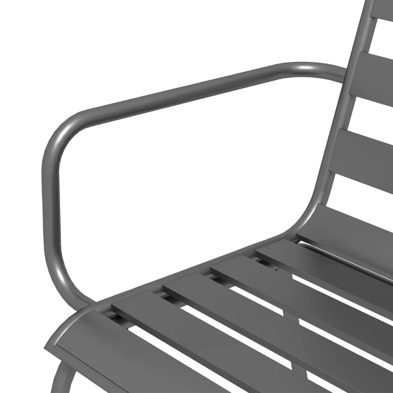 Outsunny Salon de jardin ensemble salle à manger de jardin 5 pièces avec 1 table et 4 chaises empilables en acier gris foncé