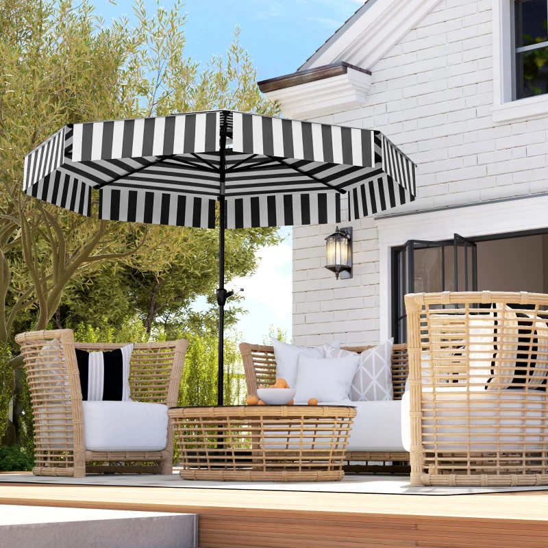 Outsunny Sombrilla de Jardín Inclinable Ø263 cm con Protección UV30+ Techo Doble Ventilado y Manivela para Patio Jardín y Piscina