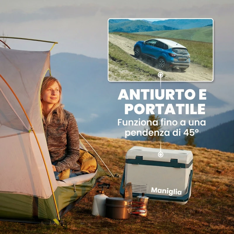Outsunny Frigorifero Portatile per Auto da 19L con Compressore e Controllo App, 47x36.7x37 cm, Bianco