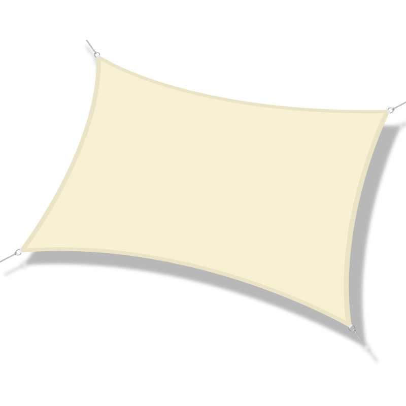 Outsunny Vela Ombreggiante Rettangolare 4x6m, Tenda da Sole per Esterno in Poliestere Anti UV Traspirante Bianco Crema
