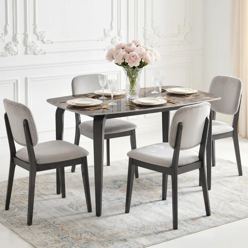 HOMCOM Tavolo 4 Persone, 130x70 cm, Moderno con Piano in Pietra Sinterizzata, Marrone