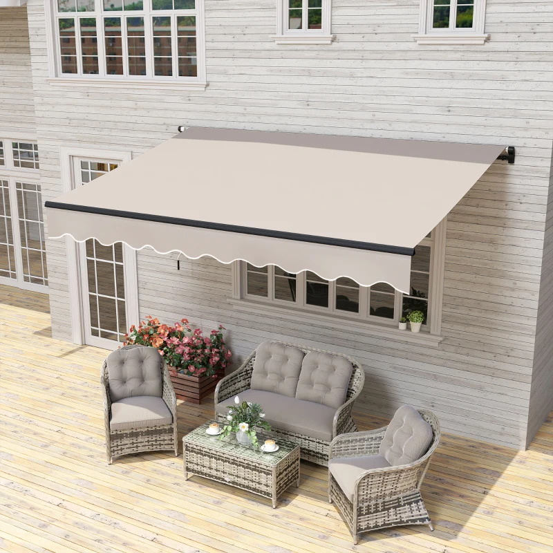 Outsunny Toldo Retráctil de Aluminio para Ventanas y Puertas con Protección UV30+ y Inclinación Ajustable 360x220 cm Crema