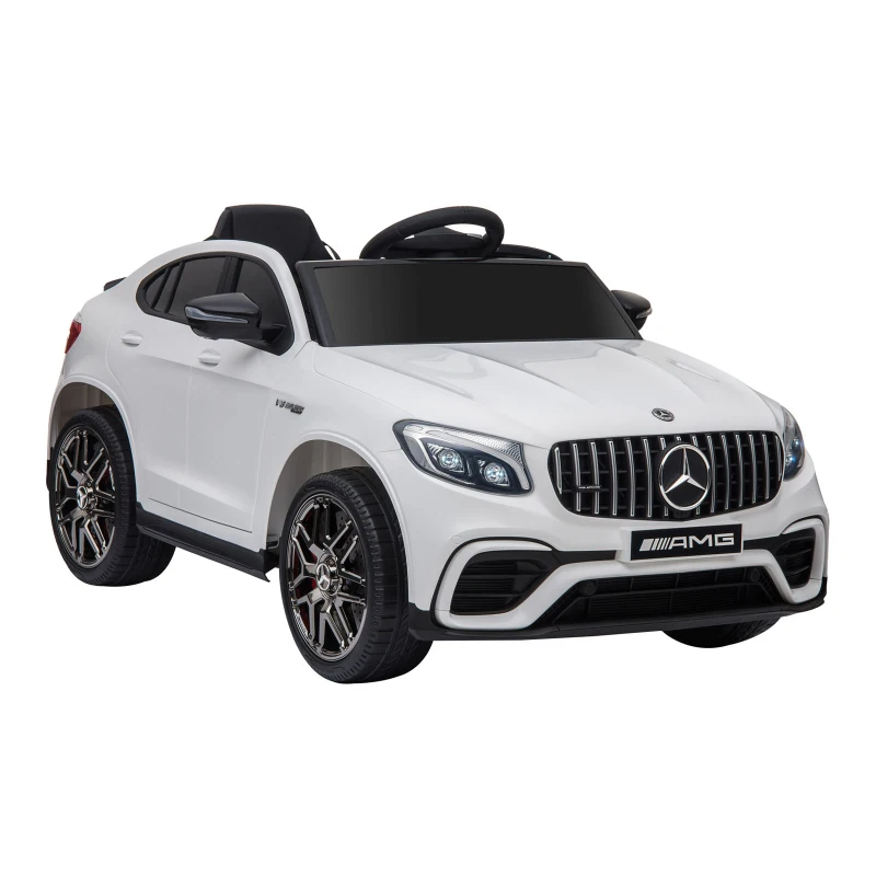 HOMCOM Voiture véhicule électrique Enfants 12 V 35 W V. 3-5 Km/h télécommande Effets sonores + Lumineux Blanc Mercedes GLC AMG(m-12)