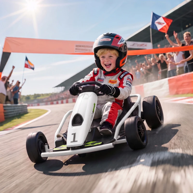 HOMCOM 24 V Elektrische Go-Kart voor Kinderen Tot 13 km/h Gokart met Driftfunctie, Drift-Kart met 2 motoren voor 8–12 jaar Wit