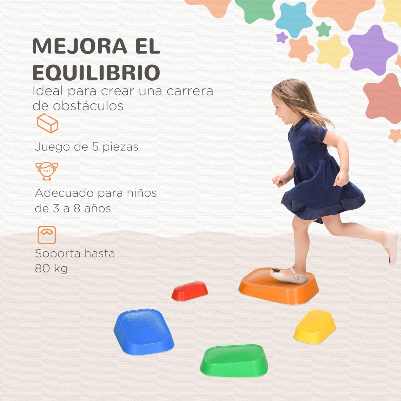 ZONEKIZ Juego de Equilibrio Infantil Set de 5 Piezas para Entrenamiento de Equilibrio y Coordinación 36x27,5x31 cm Multicolor