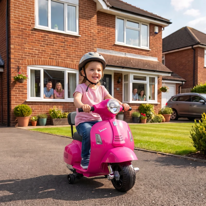 AIYAPLAY Moto Elettrica per Bambini 1.5-3 Anni MINI VESPA GTS 6V, Rosa