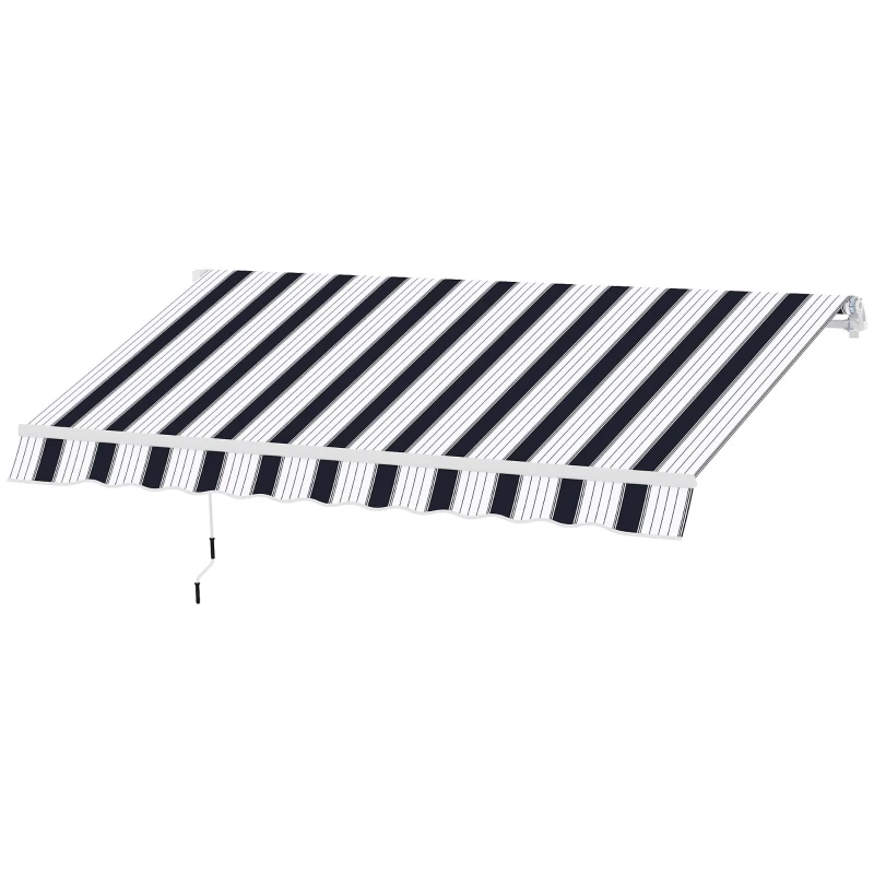 Outsunny Tenda da Sole a Bracci 2.5x2m Avvolgibile Manuale in Alluminio e Poliestere Blu e Bianco