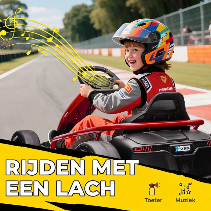 HOMCOM 24V elektrische go-kart voor kinderen, tot 13 km/u, met driftfunctie, 2 motoren, rood, 8-12 jaar