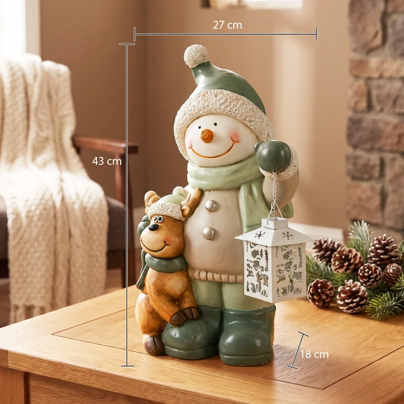 HOMCOM Figurka bałwana 43 cm z MGO z lampionem LED i timerem, do wejścia i przy drzwiach