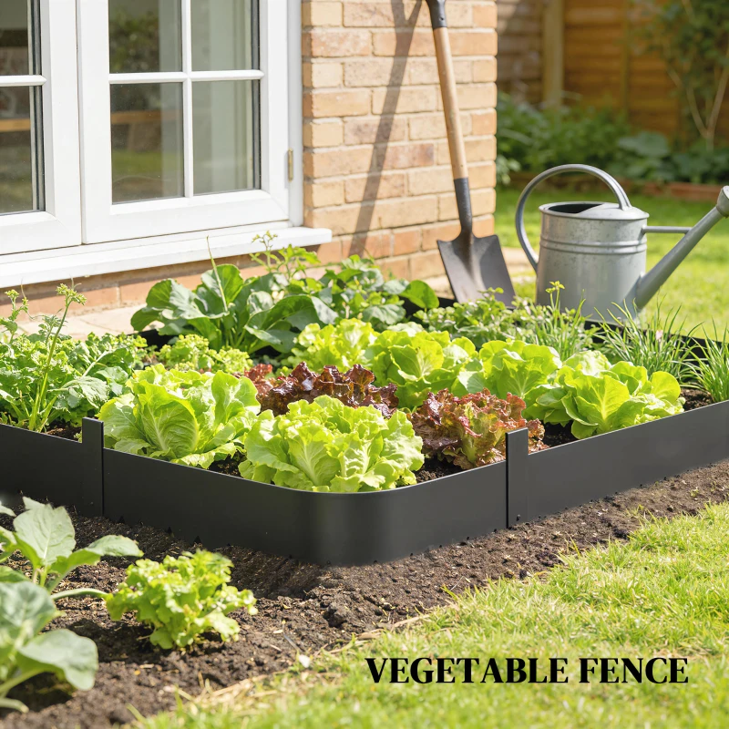 Outsunny 5pcs Garden Fence, Metal Picket Fence Panels, 102x20cm, Black