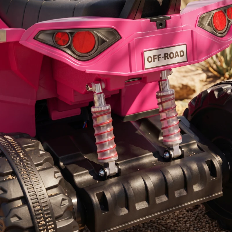 AIYAPLAY 24V 2 Seater Electric Quad Bike for Kids, Ride On Car ATV Toy w/ Forward Backward, for Boys Girls 3-8 Years, Pink