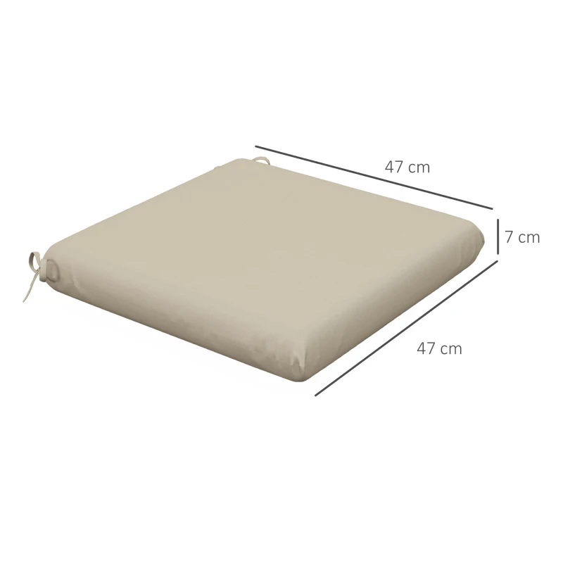 Outsunny Conjunto de 4 Cojines para Sillas de Comedor 47x47x7cm Impermeable y Protección UV 50+ para Interior y Exterior Beige